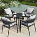 Corrigan Studio® Konner Round 4 - Person 27.56" Long Outdoor Dining Set w/ Cushions Metal in Black | 27.56 W x 27.56 D in | Wayfair