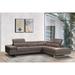 Picone Elephant Grey Leather Sectional Sofa with Chaise and Adjustable Headrests