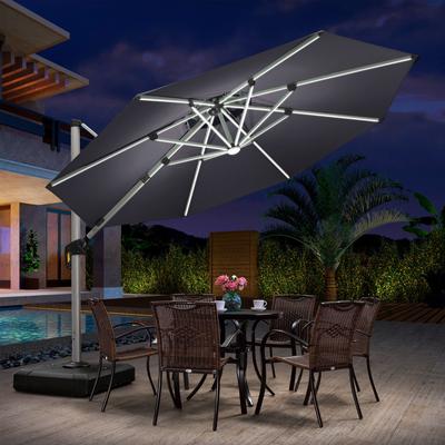 PURPLE LEAF 11 ft Double Top LED Round Patio Cantilever Umbrella