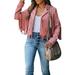 Spring hue Women Vintage Faux Suede Tassel Cropped Jacket Long Sleeve Fringe Coat Hippie Motorcycle Biker Jacket Tops