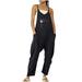 JURANMO V Neck Sleeveless Jumpsuit for Women Casual Loose Floral Print Women s Jumpsuits Rompers & Overalls Women Linen Overalls