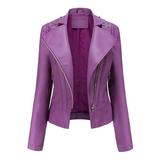 Pgeraug Jackets for Women Womens Leather Jackets Motorcycle Coat Short Lightweight Pleather Crop Coat Coats for Women Purple Xl