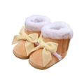 Infant Baby Girl Shoes Infants Anti-Slip Home Patch Color Big Bow Plush Casual Party Winter Boots