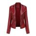 YUEHAO Coats For Women Womens Leather Jackets Motorcycle Coat Short Lightweight Pleather Crop Coat ()