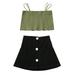 B91xZ Girls Outfits Strapless Skirts Off-Shoulder Ribbed Baby Kids Solid Tops Toddler Girls Outfits Girls Outfits&Set Size 3-4 Years