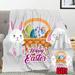 Easter Colorful Bunny Bed Blanket With Pillow Cover For All Season Super Soft Flannel Fleece Throws Bedding Easter Bunny Throws Blanket For Kids and Adults