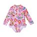 ZRBYWB Toddler Girls Swimsuit Long Sleeve Floral Print Beach Bathing Suit Girls Swimsuit Swimwear Baby Girl Clothes