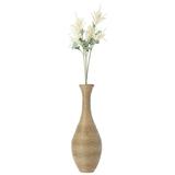 Uniquewise 38 Inch Tall Trumpet Design Artificial Rattan Floor Vase Beige