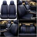 Leather Car Seat Cover 5 Seats for Chevy Silverado GMC Sierra 1500 2500HD 3500HD 2007-2022 Full Set Cushion Seat Covers for Cars Durable Waterproof Blue