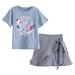 B91xZ Toddler Girl Outfits Toddler Girls Summer Clothes Kids Floral Print T Shirt Short Sleeve Tops Striped Mini Skirts 2Pcs Size 3 Years