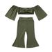 B91xZ Outfit For Baby Girl Toddler Kids Baby Girls Off Shoulde Vest Tops Solid Bell Bottom Pants Outfits Set Clothes Summer Size 12-18 Months