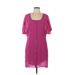 Jessica Simpson Casual Dress - Shift Square Short sleeves: Pink Print Dresses - Women's Size Medium