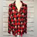 Disney Intimates & Sleepwear | Disney Pajama Top Mickey Mouse Christmas Red/Black Checks-Large | Color: Black/Red | Size: L