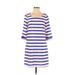 Artifacts Casual Dress - Shift Scoop Neck 3/4 sleeves: White Print Dresses - Women's Size Small