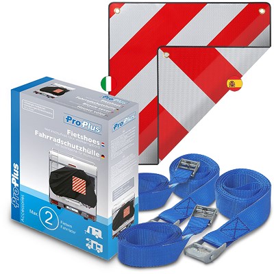 Proplus Fahrrad Transport Kit Schutzhülle, Warntafel 2 in 1, Spanngurte [Hersteller-Nr. 40668148] Image
