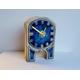 Hand Made Slab Built Free Standing Blue Ceramic Mantle Clock with Inlaid Glass 23 cm Tall
