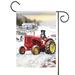 White and Red Tractor Dog Christmas Outdoor Garden Flag 18" x 12.5"