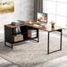 59 inch L Shaped Desk with Storage Cabinet, Large L-Shaped Computer Desks with Heavy-Duty Metal Frame, Rustic Brown Blac