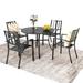PATIO TIME 5-Piece Geometrically Stamped Round Table & Stackable Dining Chairs Outdoor Dining Set
