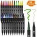 24 Colors for Watercolor Painting with Flexible Nylon Brush Tips Paint Markers for Coloring Calligraphy Drawing with Water Brush Art Supplies for Artists and Beginners