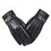 Etereauty Winter Leather Gloves Gym Workout Gloves Thicken Riding Touch Screen Gloves for Travel Outdoor (Black)