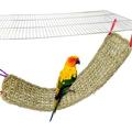 Bird Seagrass Mat Natural Grass Woven Net Hammock Hanging on Parrot Cage with 4 Hooks Parakeet Climbing Rope Ladder Chew Toys for Lovebird Cockatiel Conure Budgie Cockatoo Supplies 28.3 x 6.7