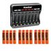 Kastar 12-Pack Battery and CMH8 Smart USB Charger Replacement for Panasonic KX-TG6583T KX-TG6591T KX-TG6592T KX-TG6632 KX-TG6632B KX-TG6633 KX-TG6633B KX-TG6641 KX-TG6641B KX-TG6642B KX-TG6643