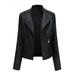 SMihono Clearance Lapel Motor Leather Jacket Coat Studded Zip Up Biker Short Punk Cropped Tops Womens Plus Ladies Female Outerwear Black XXXL