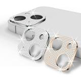 [2 Pack] Bling Camera Lens Protector for iPhone 13 6 1 & iPhone 13 Mini 5.4 - Diamond Glitter iPhone 13 Camera Lens Cover - Bonus Microfiber iPhone Cleaning Sticker - Silver+Rose Gold