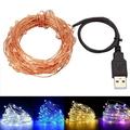 Anvazise 5/10m Waterproof USB LED Copper Wire Fairy String Lights Garland Decoration Warm White 5m 50LEDs