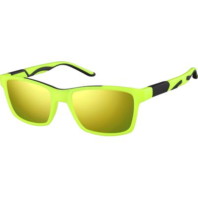 Zenni Kids Square Rx Sunglasses Lime Green Plastic Full Rim Frame