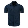 CBGELRT Mens Shirts Casual Mens Fitted Dress Shirts Men s Sun Proof Hiking Fishing Shirt Short Sleeve Outdoor Cool Cargo Button Down Shirts with Pockets Blue xl