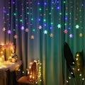 Rosnek LED Big Snowflake Curtain String Lights 96LEDs Flashing Snowflake Lights 8 Modes Window Hanging Lights Xmas Fairy Lights for Home Party Window Xmas Tree Decor 1/2/3/4/6Pcs