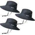 3PCS Sun Hat for Women UV Protection Beach Fishing Hiking Black