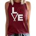 KI-8jcuD Cute Tops for Women Summer Women S Baseball Print Sleeveless Vest Summer Three Color T Shirt 2 Sleeve Women Short Sleeve Shirts Cotton Womens RedXL