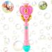 Princess Heart Bubble Wand Light Up Thrilling LED And Sound Effect Bubble Maker Outdoor Party Birthday Bubble Machine Toys For Kids Girls (Pink)