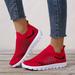 CAICJ98 Womens Running Shoes Women s Walking Shoes Comfortable Mesh Loafers Tennis Slip-on Sneakers Red