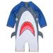Toddler Swimsuit Boy Shark Print Upf 50+ Sun Long Sleeve 1-Piece Rashguard Quick Dry Boy Swimwear Size Aâ€”E