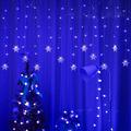 Rosnek LED Snowflake Curtain String Lights Memory 8 Modes Flashing Window Hanging Lights Waterproof Xmas Fairy Light Outdoor Party Home Decor