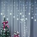 Rosnek 96LEDs Big Snowflake Curtain Lights Icicle Window Hanging Lights Curtain String Lights 8 Modes Flashing Xmas Fairy Lights for Home Window Party Xmas Tree Decor 1/2/3/4/6/10Pcs