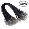 Etereauty 100PCS 2.0mm Black Waxed Necklace Cord Bulk with Clasp for Jewelry Making