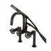 Kingston Brass Fuller Triple Handle Deck Mounted Clawfoot tub faucet w/ Handshower in Black | 15.31 H x 6.94 W in | Wayfair AE8400CG