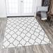 Gray/White Rectangle 3'3" x 4'7" Area Rug - East Urban Home Rectangle Ariel Geometric Machine Made Flatweave Area Rug in Polyester | Wayfair