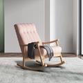 Harriet Bee Hairi Rocking Chair Wood/Solid Wood in Pink/White | 40 H x 25 W x 35 D in | Wayfair 7AB2D5C44AD94E99884F405AB01AB34B