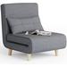 Convertible Chair - Latitude Run® Kentyn 28.35 inches Wide Linen Convertible Chair Linen in Brown/Gray | 33.07 H x 28.35 W x 29.14 D in | Wayfair