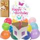 Happy Birthday Butterflies Helium Inflated Balloon with 12 Mini Colourful Air-Filled Balloons and Hamlet Chocolates all delivered in a box