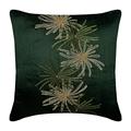 The HomeCentric Dark Green Throw Cushions Cover, Botanical Cushions Cover, Silk Pillowcase 60x60 cm (24x24 inch), Square Silk Cushion case, Floral, Contemporary Pillow Cover - Green Foliage