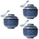 Healeved Ramen Noodle Bowl Utensil Set 3 Sets of Ceramic Miso Soup Bowl with Lid Spoon Japanese Traditional Ramen Bowl Lacquer Bowl Kitchen Rice Bowl Soup Serving Bowls Baking Bowl