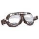 HDM Halcyon MK49 Leather Motorcycle Goggles for Open Face Helmets (Brown Leather)