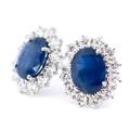 Diamond Sapphire 18K Cluster Earrings 12888-8064